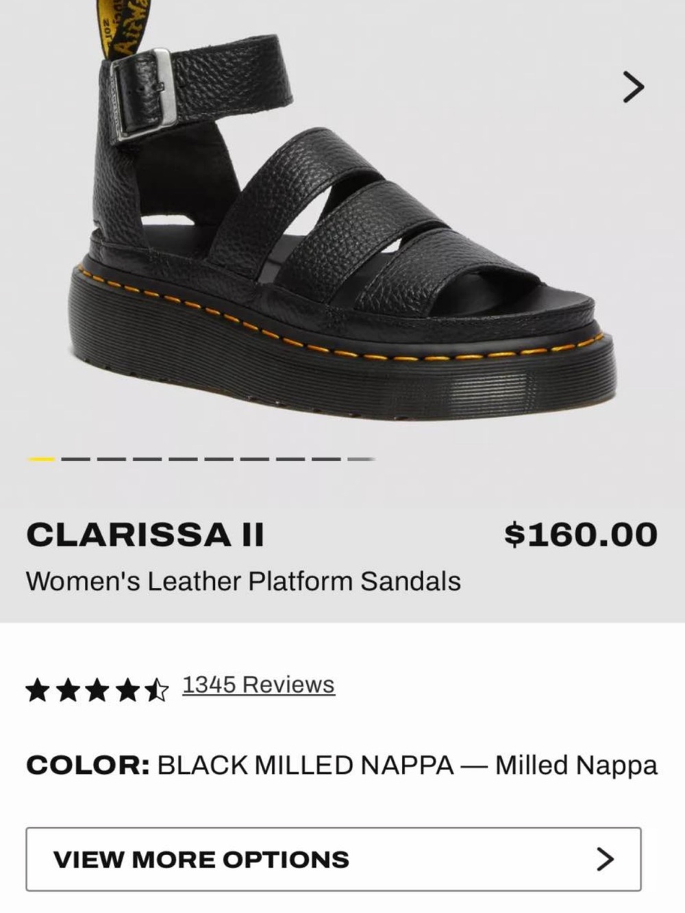 Dr. Martens Black Leather Platform Sandals with Yellow Stitching